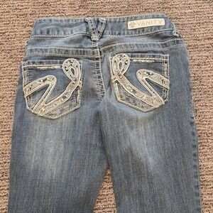 VANITY PREMIUM COLLECTION Womens Jeans Slim Low Rise Blue 25x33 Fancy pockets XS